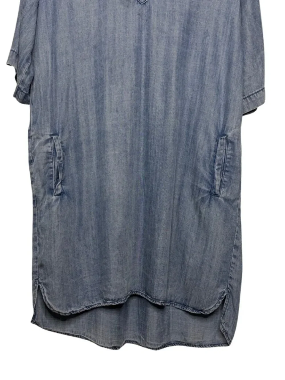 Velvet Heart Blue Tencel Chambray V-Neck Shift Dress with Pockets Size XL - Picture 3 of 10